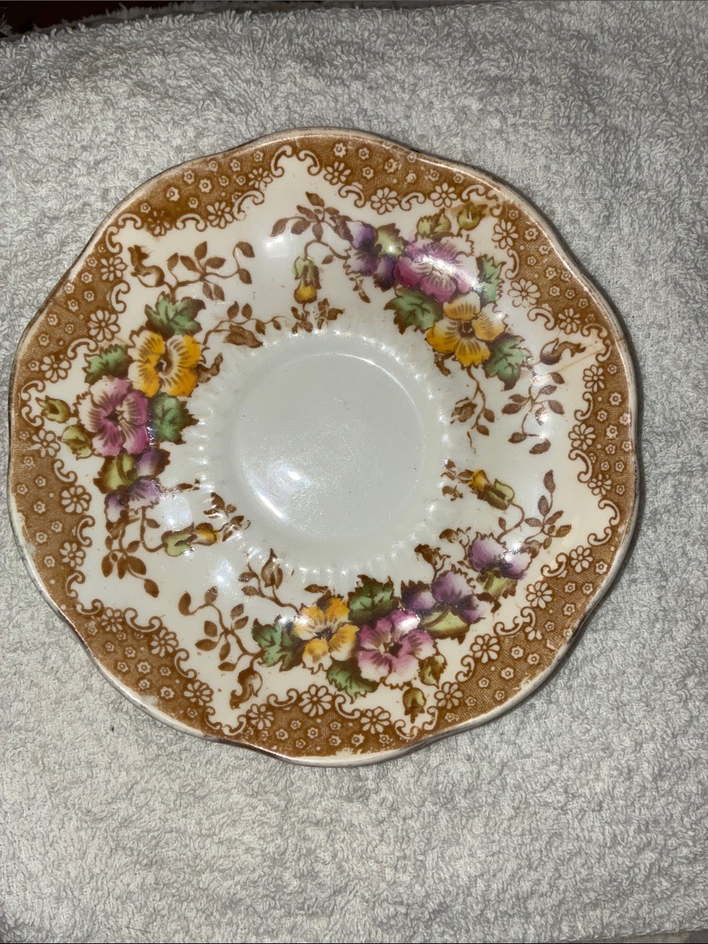 Vintage Royal Albert “Lovelace” Saucer ONLY England Gold Trim